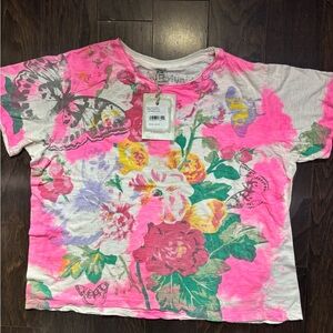 Magnolia Pearl Pink and White Floral Butterfly Tee Pristine Cond, Nvr worn wtags